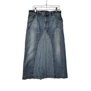 VTG Old Navy Special Edition Jean Skirt Sz 12 Distressed Jean Grommet Hem Denim